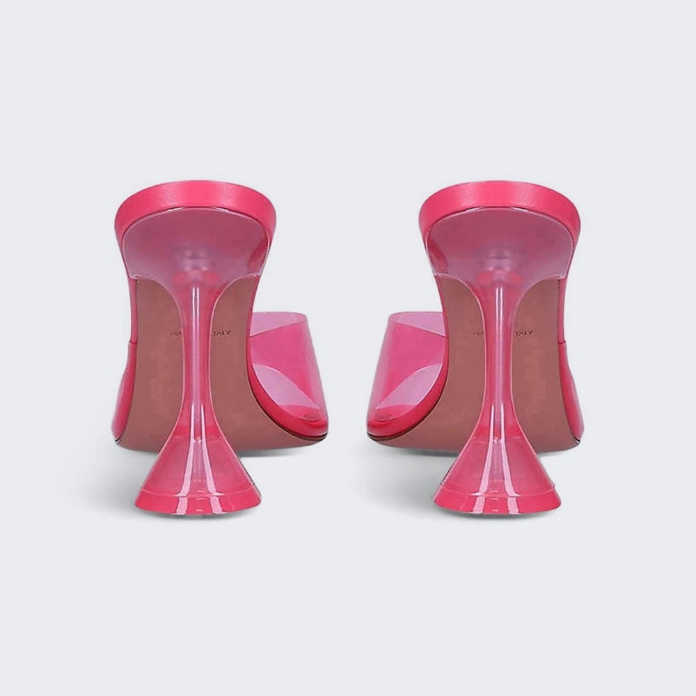 🆕 Amina Muaddi Lupita Glass Sandal in Bubblegum - Picture 2 of 7